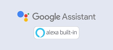 Logotipos integrados del Asistente de Google y Alexa