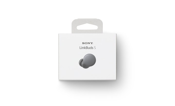 Embalaje de LinkBuds S blancos con lengüeta colgando