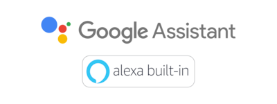 Logotipos integrados del Asistente de Google y Alexa